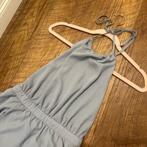 Grey Blue Halter Neck Maxi Dress